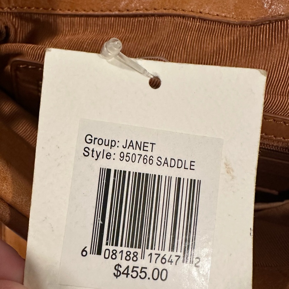 Badgley Mischka Janet Bag in Distressed Saddle Tan Leather with Dust Bag - Picture 8 of 16